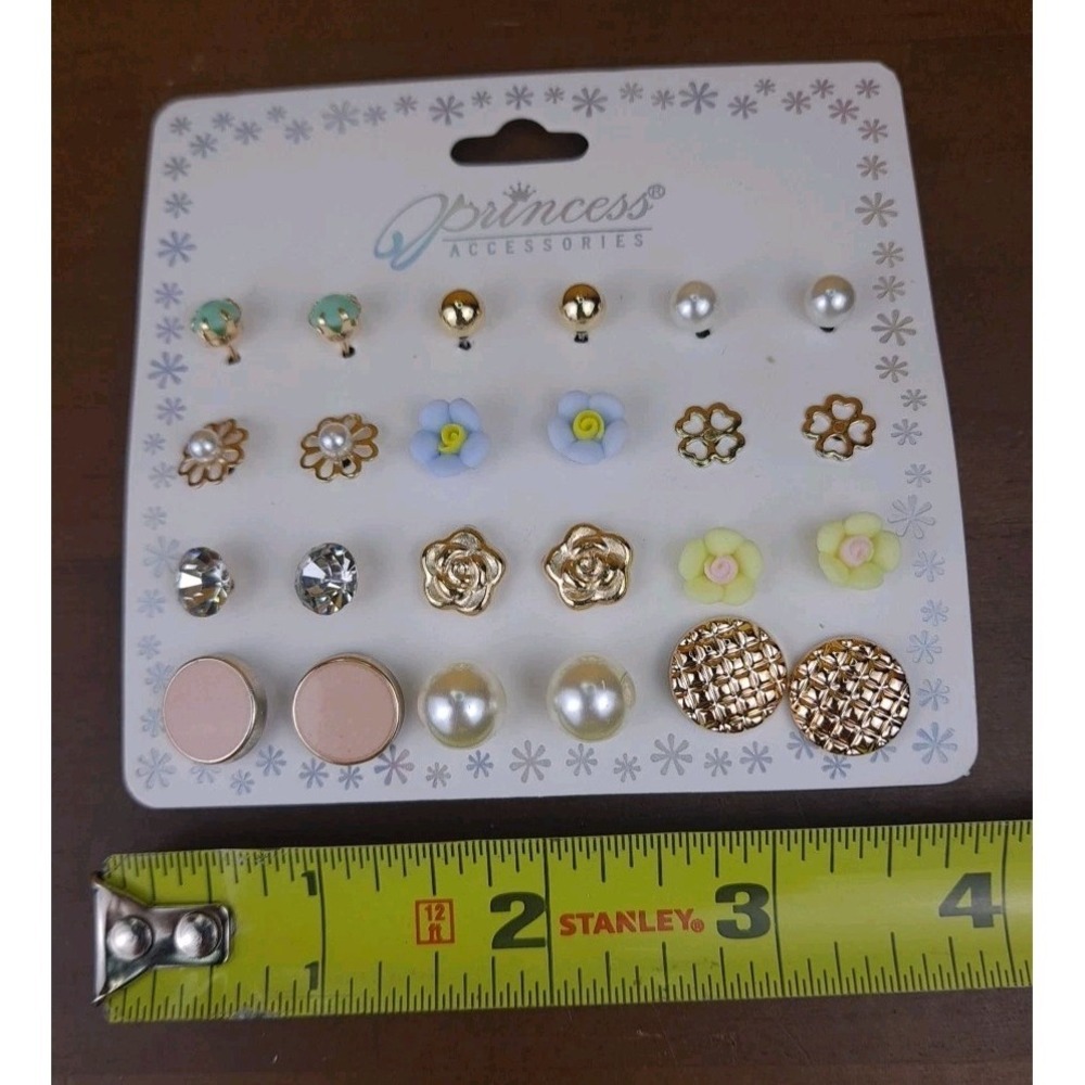 Princess Accessories 12‎ Pairs Stud Multicolor Flower Circle Shaped Earrings